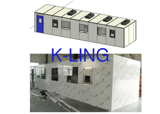 HEPA 필터와 사전 필터, 유리 마그네슘 바위 솜 샌드위치 패널 50mm 및 ISO5에서 ISO8 정화 등급을 갖춘 모듈형 청정실