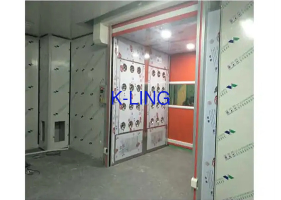청정실 입구를 위한 자동 화면 상향 이동 에어샤워 터널 PVC 발창문 화물 에어샤워